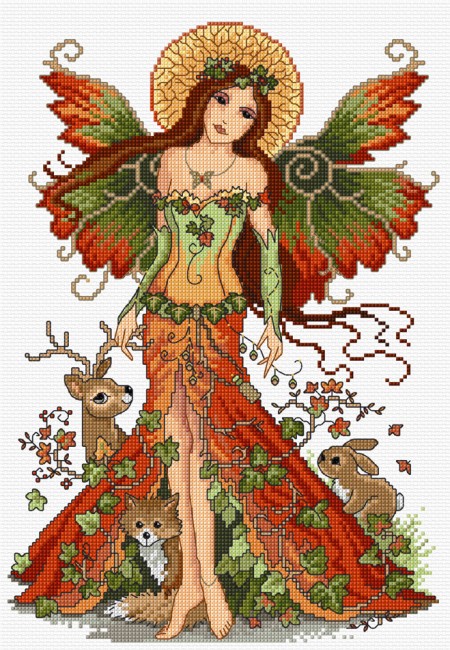 Autumn fairy in cross stitch