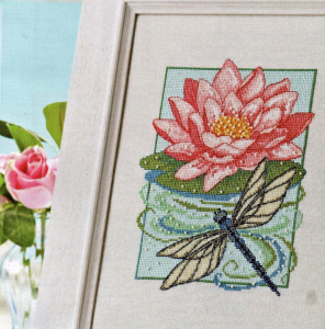 Waterlily and Dragonfly cross stitch