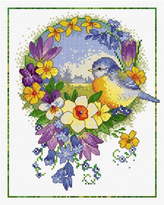 LJT035 Spring Blue tit illustration 1233