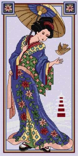 LJT057 Winter Geisha illustration 1279