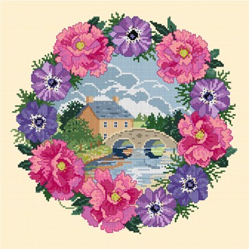 LJT061 Peonies and Anemonies in a Landscape illustration 1288