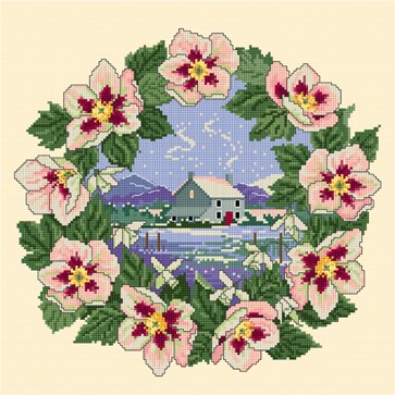 LJT062 Christmas roses in a Landscape illustration 1289