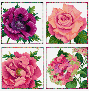 Summer flowers in cross stitch