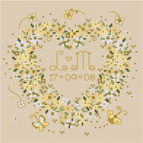 LJT096 Wedding Heart sampler illustration 1327
