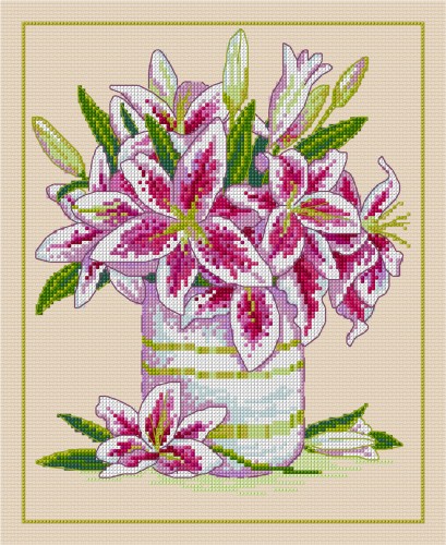 Cross stitched lilies 