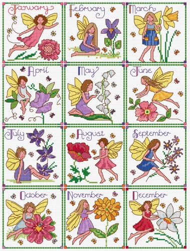 Cross stitch birthday fairies