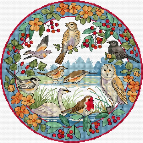LJT146 Winter bird plate illustration 1417