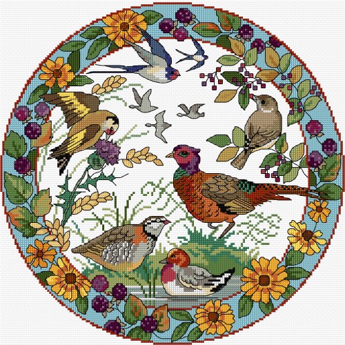 LJT145 Autumn bird plate illustration 1418