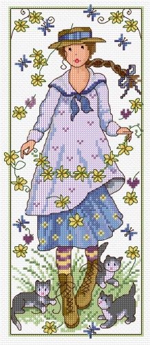 Cross stitch flower girl