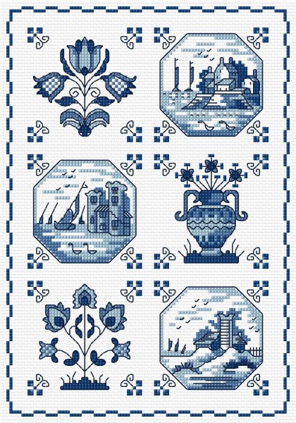 Cross stitch delft tiles