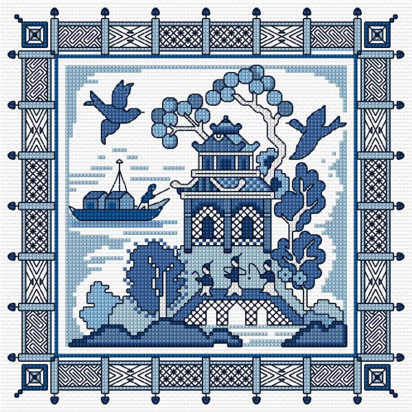 Cross stitch Willow pattern