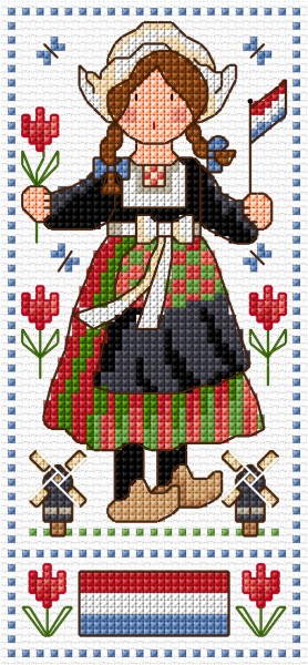 Cross stitch Dutch doll