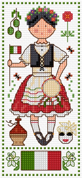 Cross stitch Italian doll