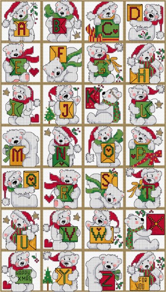 Cross stitch polar bear alphabet