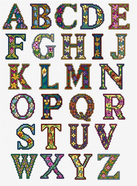 Cross stitch illuminated letters