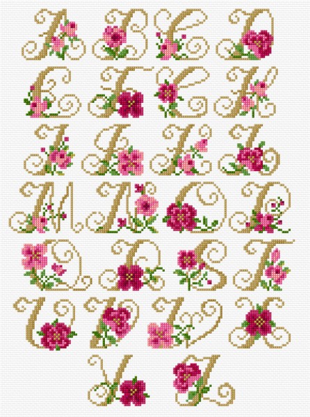 LJT216 Alphabet Roses illustration 1516