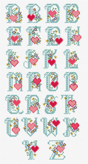 LJT217 Alphabet Floral hearts thumbnail