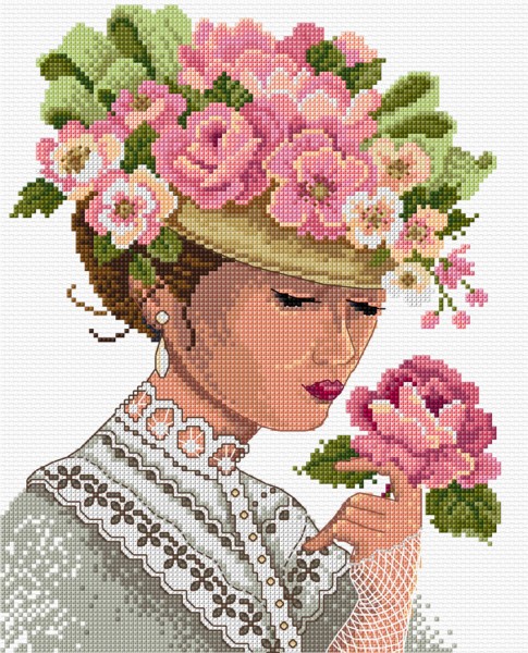 Cross stitch Victorian lady