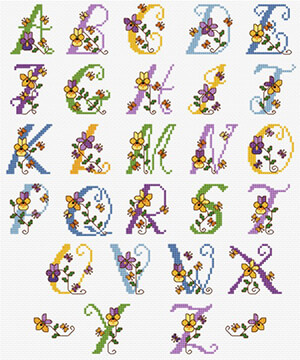 LJT239 Alphabet Pansies & violets thumbnail