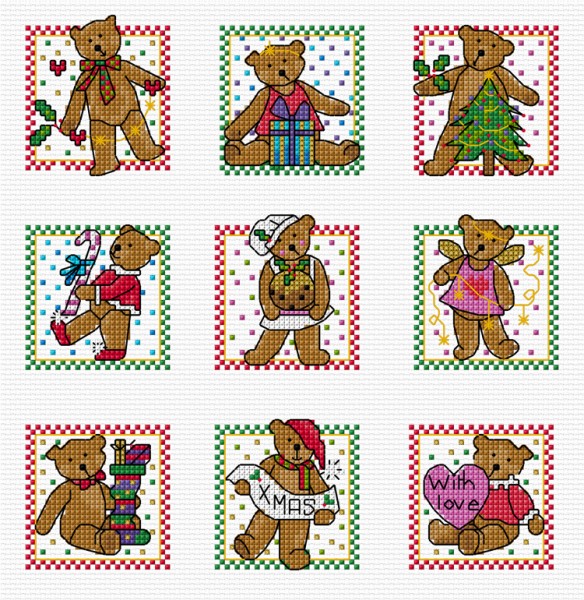 LJT88C Christmas teddy cards illustration 1593