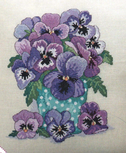 Winter pansies cross stitch