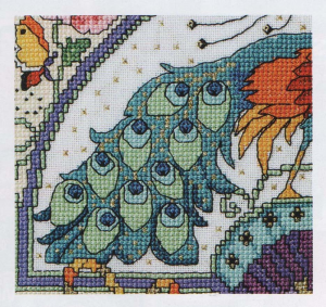 Peacock Cross Stitch detail