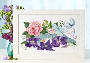 Shoe and flowers cross stitch