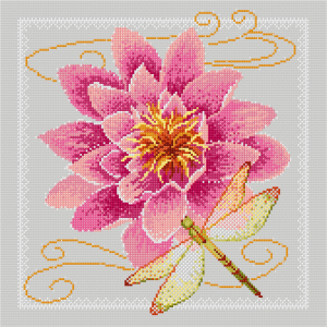 Waterlily and Dragonfly cross stitch