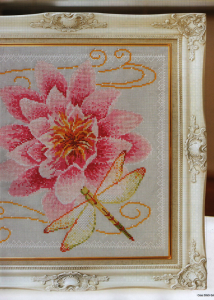Waterlily and Dragonfly cross stitch