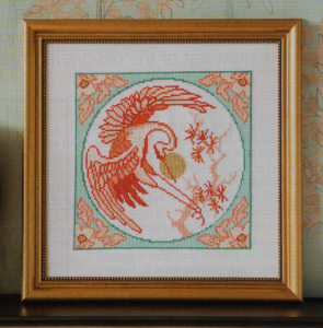 Oriental crane cross stitch