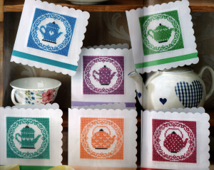 Tea pot cross stitch card