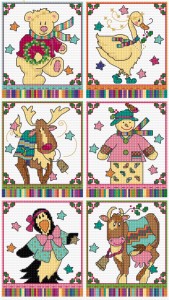 Character animal cross stitch cards