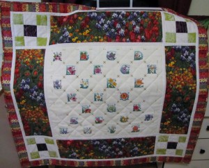 Floral alphabet quilt illustration 1