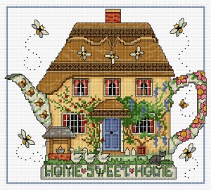 Cross stitched tea pot