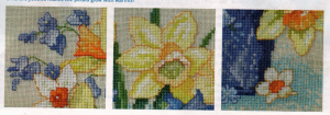 Spring flowers cross stitch cushion