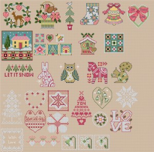 Christmas motifs in cross stitch