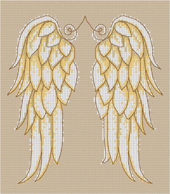 Angel wings in cross stitch