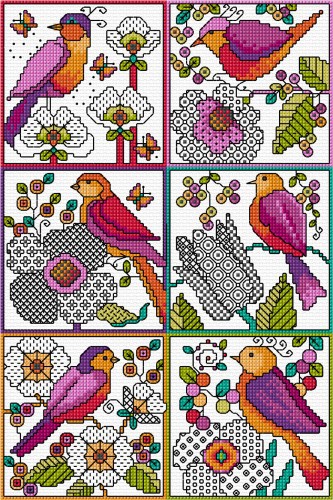 Blackwork bird cards