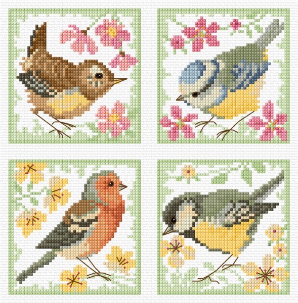 British birds in cross stitch
