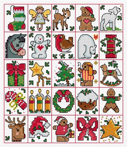 Christmas tags in cross stitch