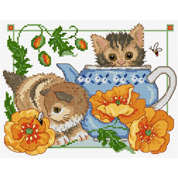 Cross stitch playful kittens