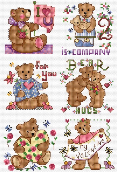 Teddies in cross stitch