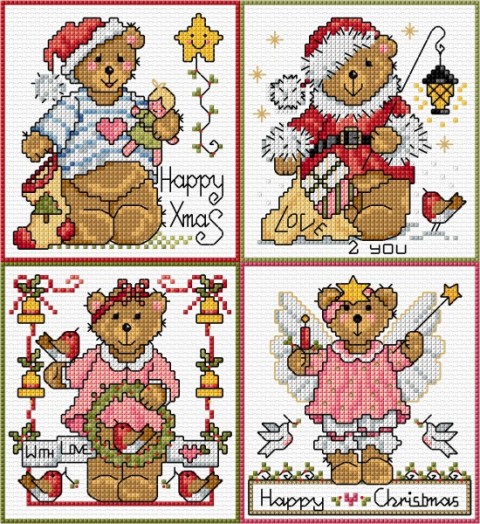 LJT39C Cute Christmas teddy cards thumbnail