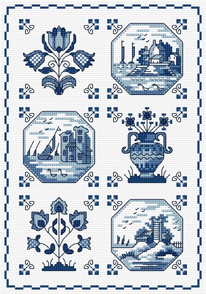 Delft tiles in cross stitch