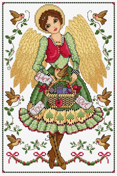 Folk art angel in cross stitch