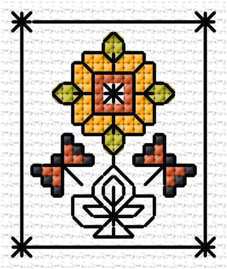 LJT Blackwork & flowers sampler 7 illustration 5901