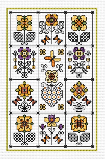 LJT Blackwork & Flower sampler 2022 illustration 1