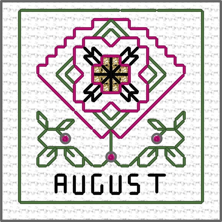 LJT Blackwork fan sampler August illustration 6190