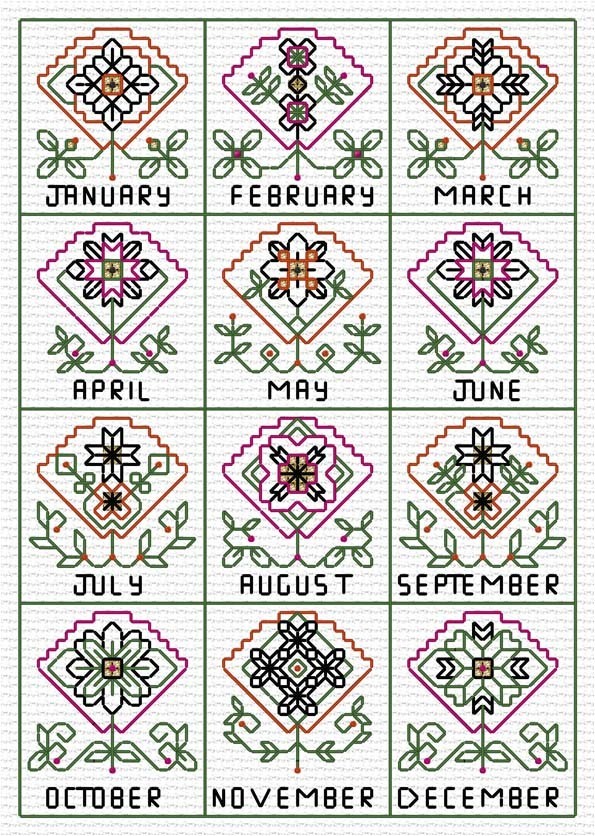 LJT Blackwork fan sampler July illustration 2