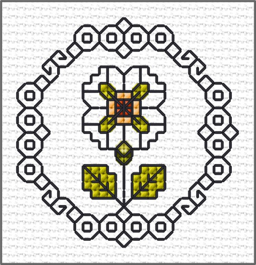 LJT Blackwork Floral sampler 4 illustration 1